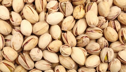 Roasted pistachios in shell, some open, forming a full frame textured background