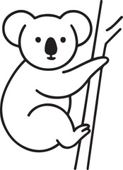 Minimalist Koala Illustration Climbing Tree Outline Design