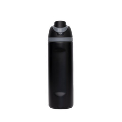 Black 500ml Reusable Sports Water Bottle with Flip Lid Isolated on White Background