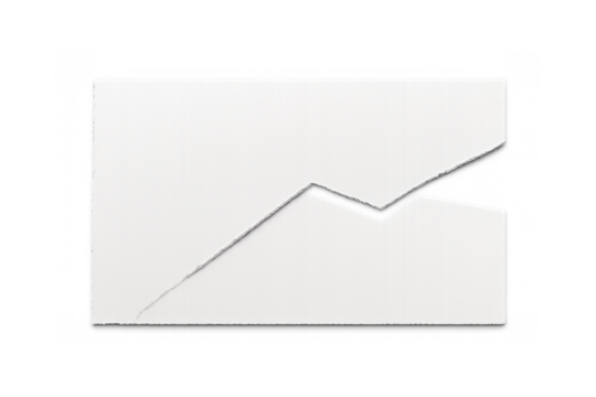 White paper sheet ripped into two parts with a zigzag tear, illustrating concepts of division, crisis, and problem
