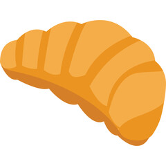 Golden brown croissant pastry with flaky layers isolated on a clean white transparent background highlighting its curved shape and delicious texture perfect for breakfast and baking themes