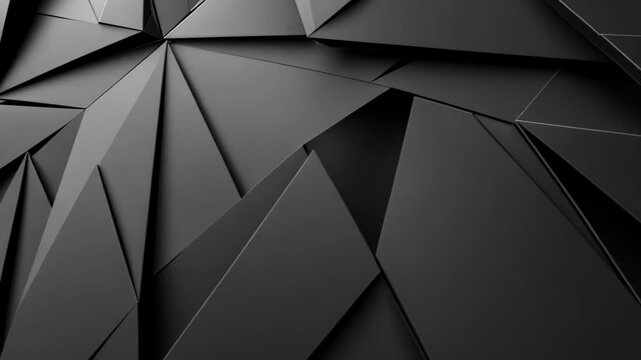 Abstract Polygon Composition in Graphite Tones: A visually striking and modern geometric artwork featuring sharp angles, creating a sense of depth and dimension.