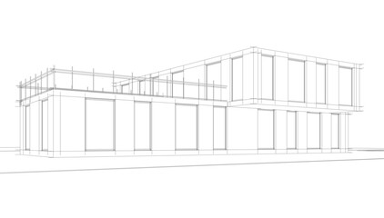 Linear view of house architectural concept vector illustration