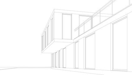 Linear view of house architectural concept vector illustration