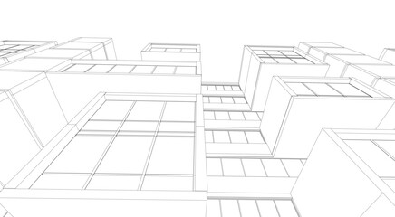 Linear view of house architectural concept vector illustration