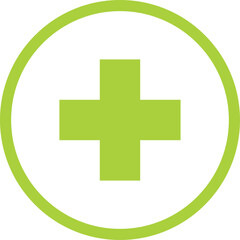 Fototapeta premium A Bright Green Plus Symbol Inside A Circle On A Transparent Background Representing Health Care Or Medical Assistance