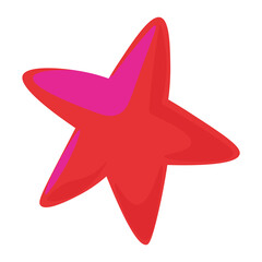 A Bright Red Five Pointed Star with Pink Inner Shading Isolated on a Transparent Background Representing Celebration and Success