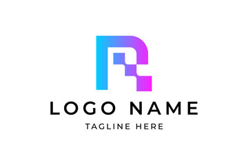 Letter R Digital Technology Pixel Particle Data Network Intelligence Icon Vector Logo Design