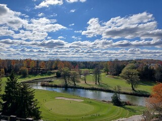Autumn landscape with lake and trees