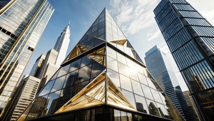 Fototapeta premium futuristic glass skyscraper with angular