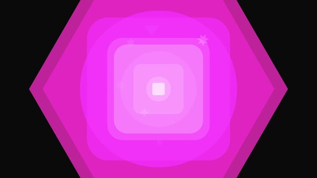 Abstract pink geometric shapes layered and fading into a central diamond on a black background