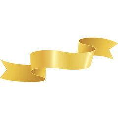 Golden Ribbon Banner with Realistic Metallic Shine and Transparent Background