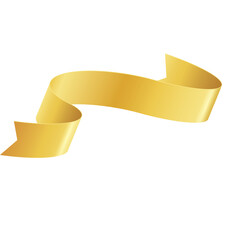 Golden Ribbon Banner With Transparent Background And White Space For Text