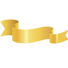 Golden Satin Ribbon Banner For Award Or Celebration With Copy Space On White Background And Soft Shadows