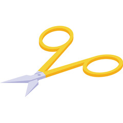 Golden Scissors With Silver Blades On A Transparent Background