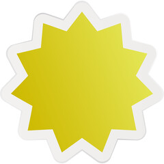 Golden Starburst Badge with Soft Glow and Subtle Gradient on Transparent Background Ideal for Award Recognition and Graphic Design Elements