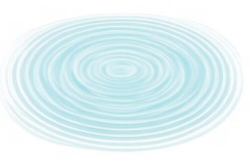 Water ripple effect creating concentric circles with blue waves and transparent background