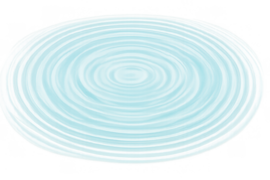 Water ripple effect creating concentric circles with blue waves and transparent background