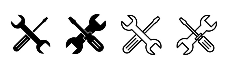 Repair tools icon set. tool icon vector. setting icon vector. Wrench and screwdriver. support, Service