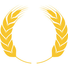 Golden Wheat Laurel Wreath Symbol Isolated on White Background Representing Achievement and Victory Simple Vector Graphic