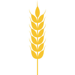 Golden Wheat Stalk Silhouette Isolated On White Background Agriculture Grain Symbol