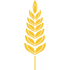 Golden Wheat Stalk Silhouette Isolated on White Background Agricultural Symbol of Grain Harvest