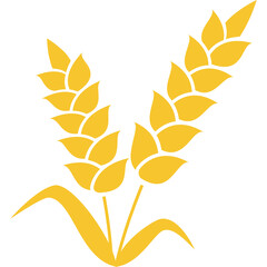 Golden Wheat Stalks on Transparent Background Representing Agriculture And Harvest In A Simple Iconographic Style