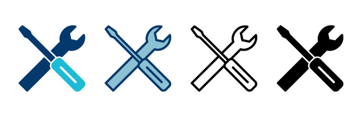 Repair icon vector isolated on white background. Wrench and screwdriver icon. settings vector icon. Maintenance. tools