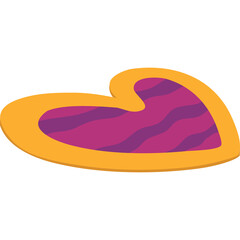 Golden Yellow Heart Shaped Outline With Pink And Purple Striped Interior Pattern And Transparent Background