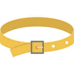 Golden Yellow Leather Belt with Silver Buckle Isolated on White Background Casual Fashion Accessory for Clothing