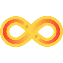Golden Yellow Orange Gradient Infinity Symbol With Two Dots Represents Endless Loop On Transparent Background Clean And Minimalist Icon Design