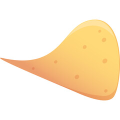 Golden yellow potato chip with a wavy motion against a white background and speckled texture a healthy vegetarian snack food illustration