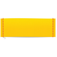 Golden Yellow Rectangular Banner With Subtle Geometric Pattern And Red Dashed Side Borders On Transparent Background