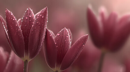Fototapeta premium A close up of a bunch of red flowers with raindrops on them