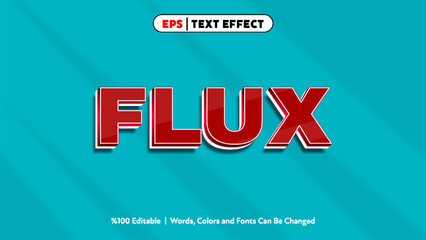 Flux bold red 3d text effect with editable words colors and fonts for graphic design projects