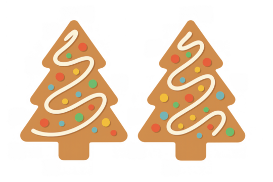 Gingerbread christmas tree cookies decorating with icing and candy sprinkles, celebrating holiday season desserts on transparent background - Powered by Adobe