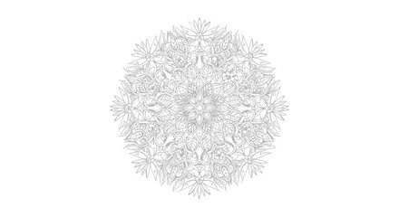Elegant floral mandala with intricate leaf and petal designs on white