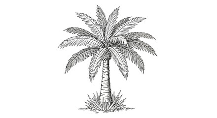Obraz premium Elegant monochrome sketch showcasing a solitary palm tree in detailed view