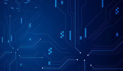 Futuristic Circuit Board Background Vector — Blue Digital Technology Network Design