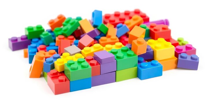 Single colorful plastic brick toy, isolated on white background,  building block,  colorful blocks