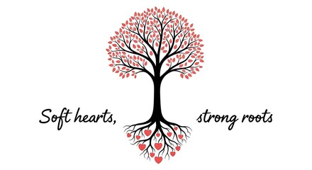 Obraz premium Tree of Life with Soft Hearts and Strong Roots.