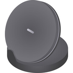 Gray Satellite Dish Antenna With Small Oval Window On A Translucent Background