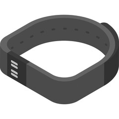 Gray Smart Band Wearable Technology Device with Digital Display and Black Strap Isolated on Transparent Background Realistic 3D Render
