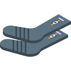 Gray Wool Socks with Orange Accent and Vertical Stripes on Toe and Heel Isolated on White Background Ideal for Winter Wear and Athletic Activities