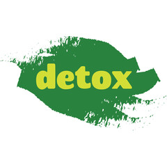 Green Abstract Brush Stroke With Yellow Text Detox Transparent Background