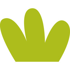 Green abstract organic shape and design element with curved edges on transparent background