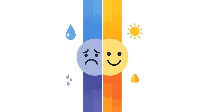 Duality of Emotions - Sadness and Happiness in a Split Image.