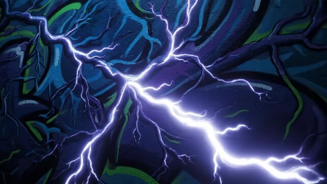 Energy pulse traveling graffiti veins. vibrant surge flowing urban art network glowing current animating painted lines.
