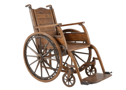 Wheelchair antique isolated on a transparent background.