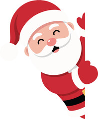 Cute Santa Claus Peeking From Behind a Wall - Christmas Clipart